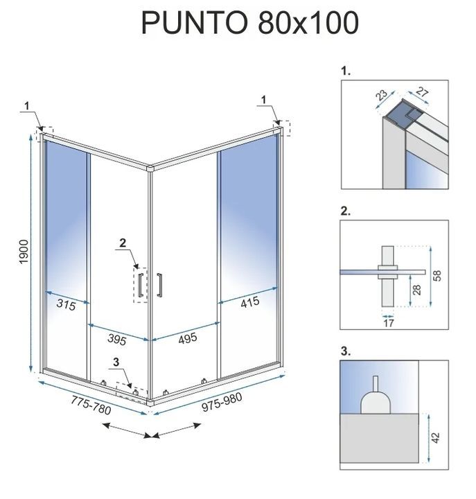 Kabina prysznicowa Rea Punto 80x100 Złota