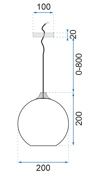 Lampa sufitowa wisząca szklana Zenit A Czarna  12