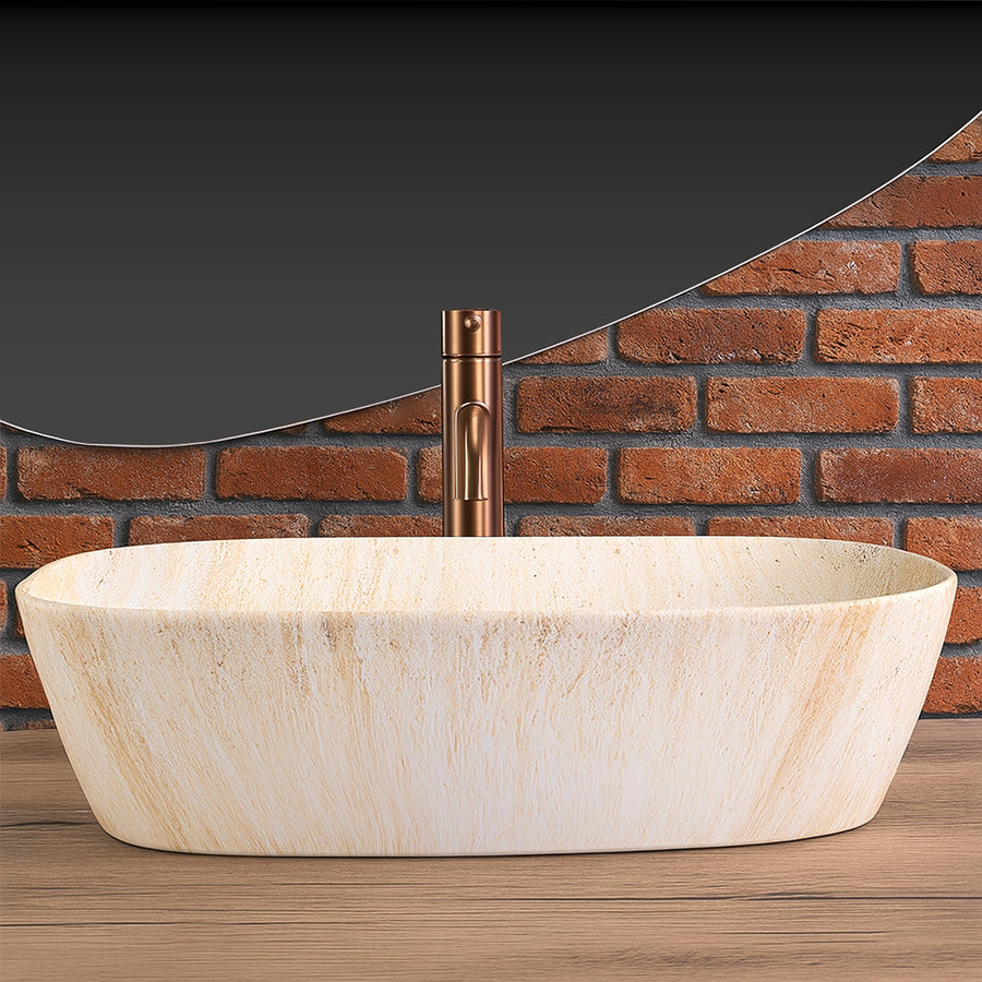 Umywalka nablatowa Rea Freja Travertine Matt  5