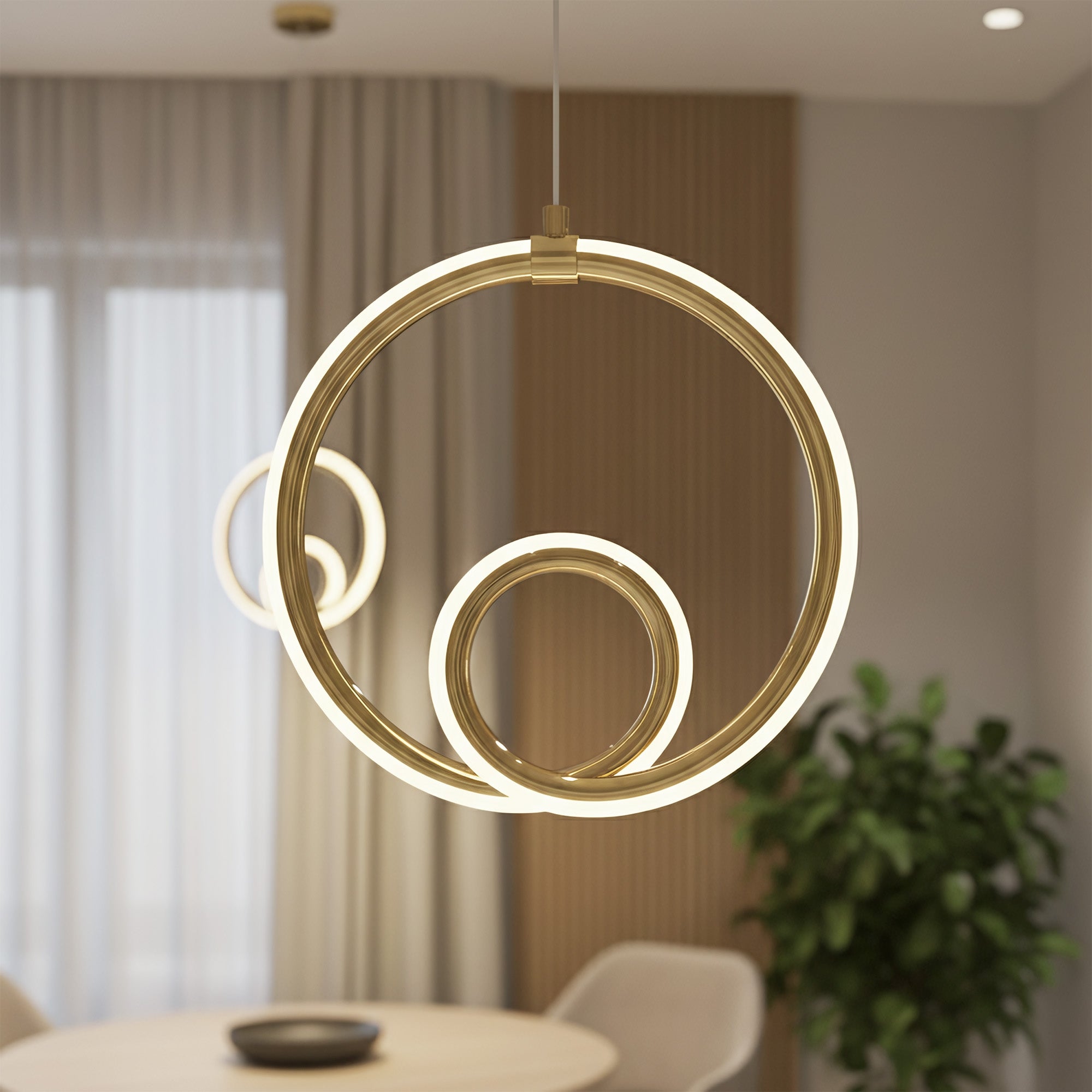 Lampa Sufitowa Wisząca Led Lhj094-1cp Złota  2