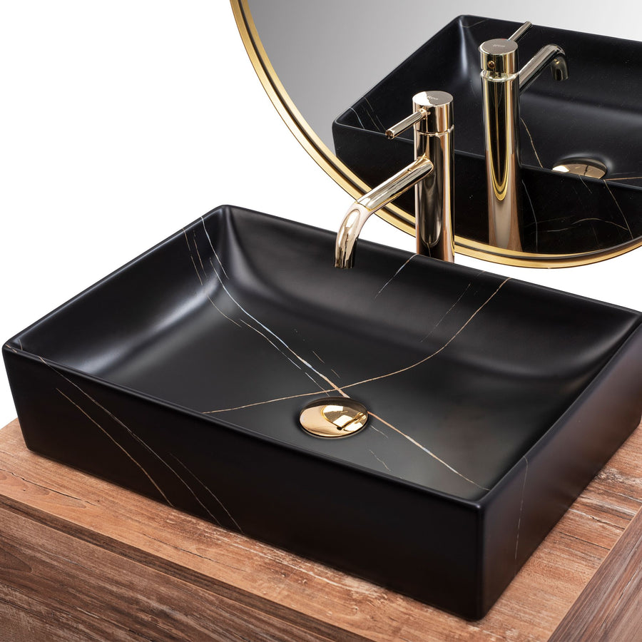 Umywalka nablatowa REA Inga Black Marble Mat