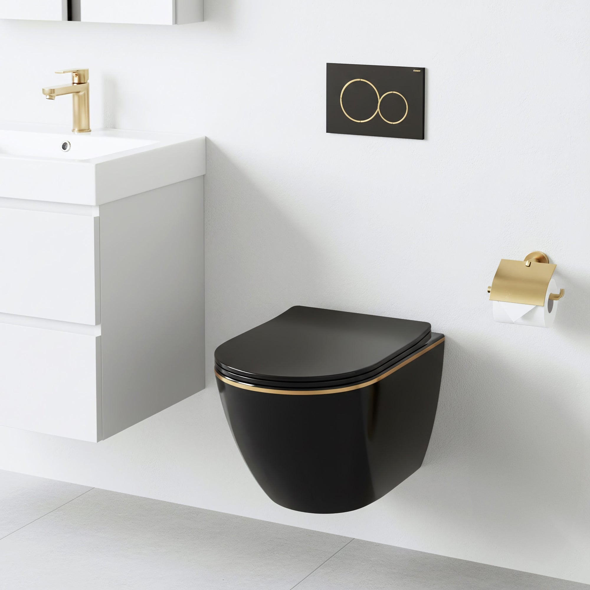 Misa Wc Podwieszana Rea Carlo Mini Tornado Black Gold Egde  2