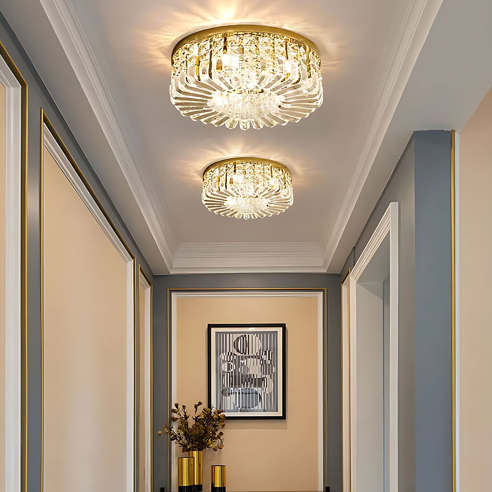 LAMPA KRYSZTAŁOWA PLAFON APP1728-6C 50 cm ZŁOTA  2