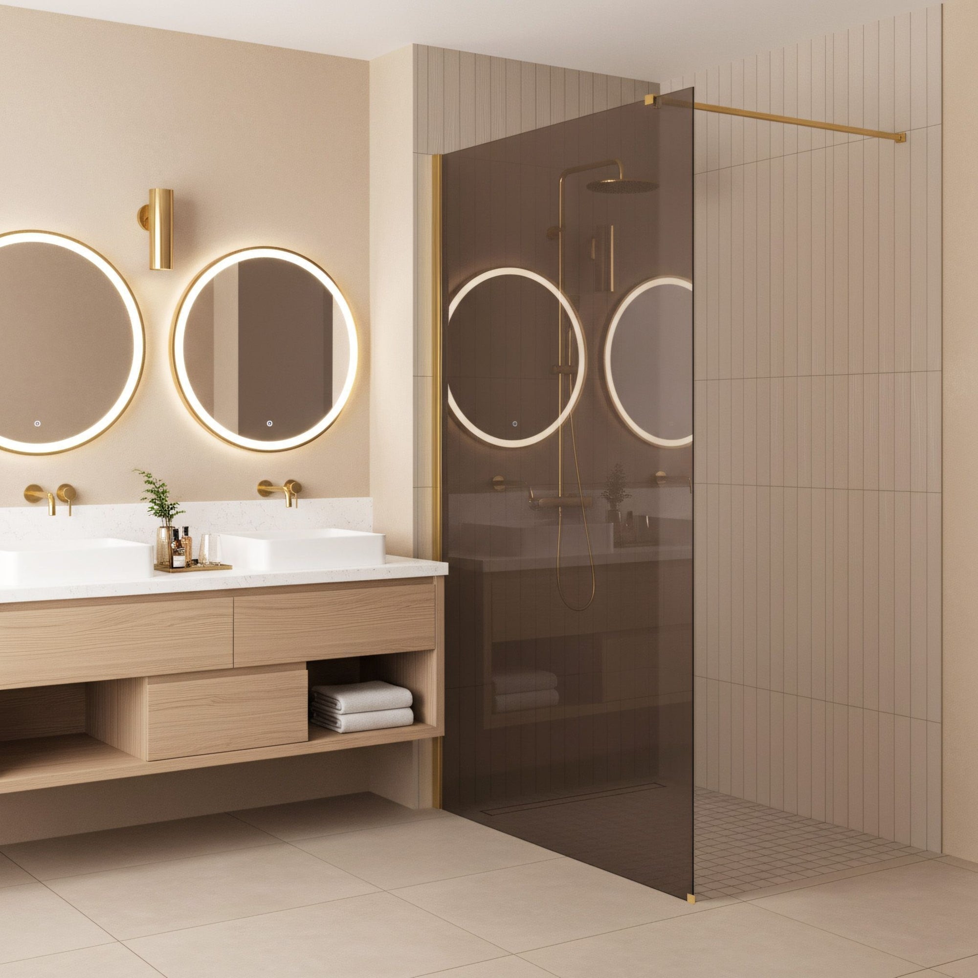 Kabina prysznicowa Walk-In Rea Flexi Brown / Gold 120  1