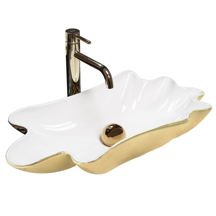 Umywalka REA Sea Infinity Gold/White + Korek