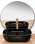 Umywalka nablatowa Rea Belinda Black/Gold Edge