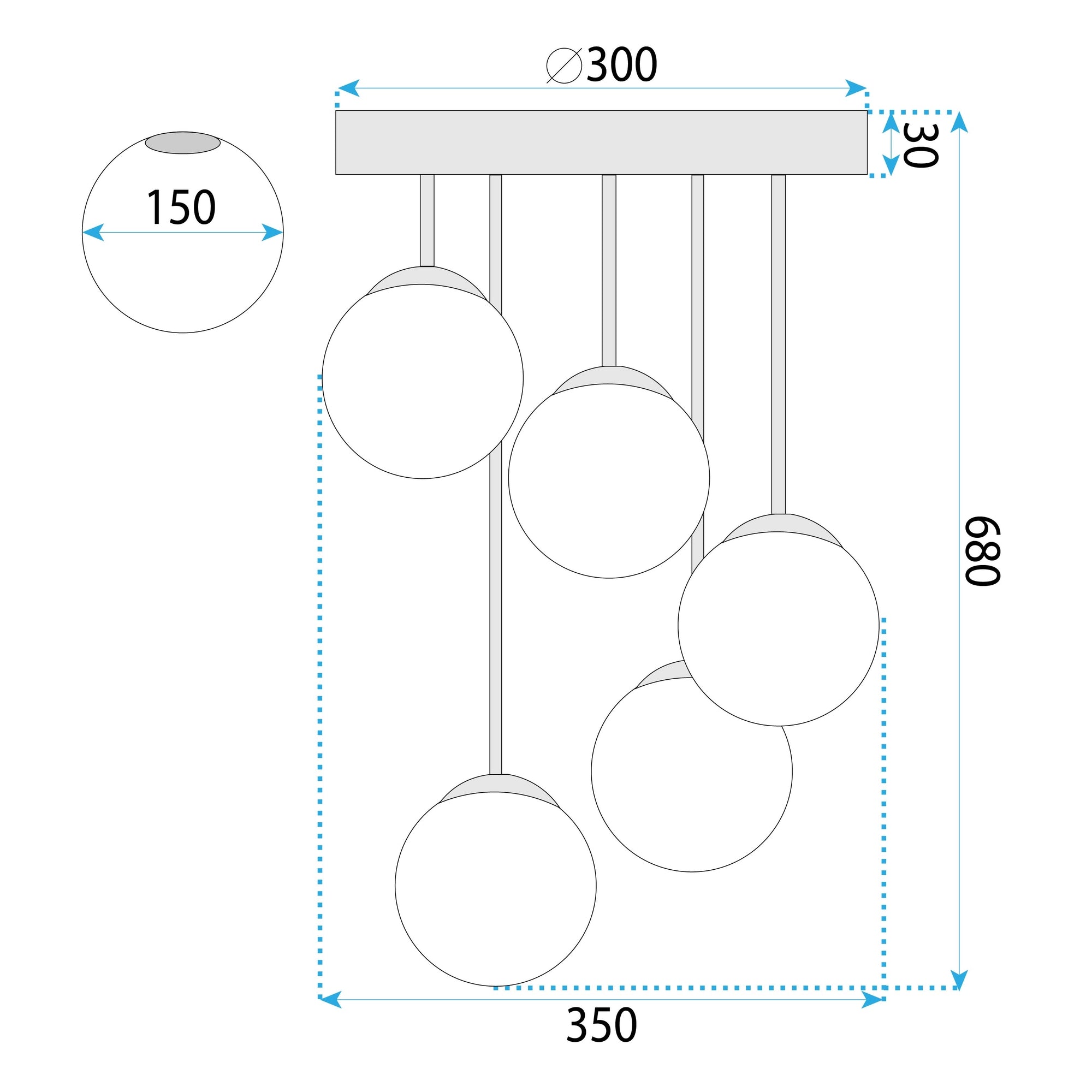 Lampa Sufitowa Wisząca APP1816-5CPR Black  5