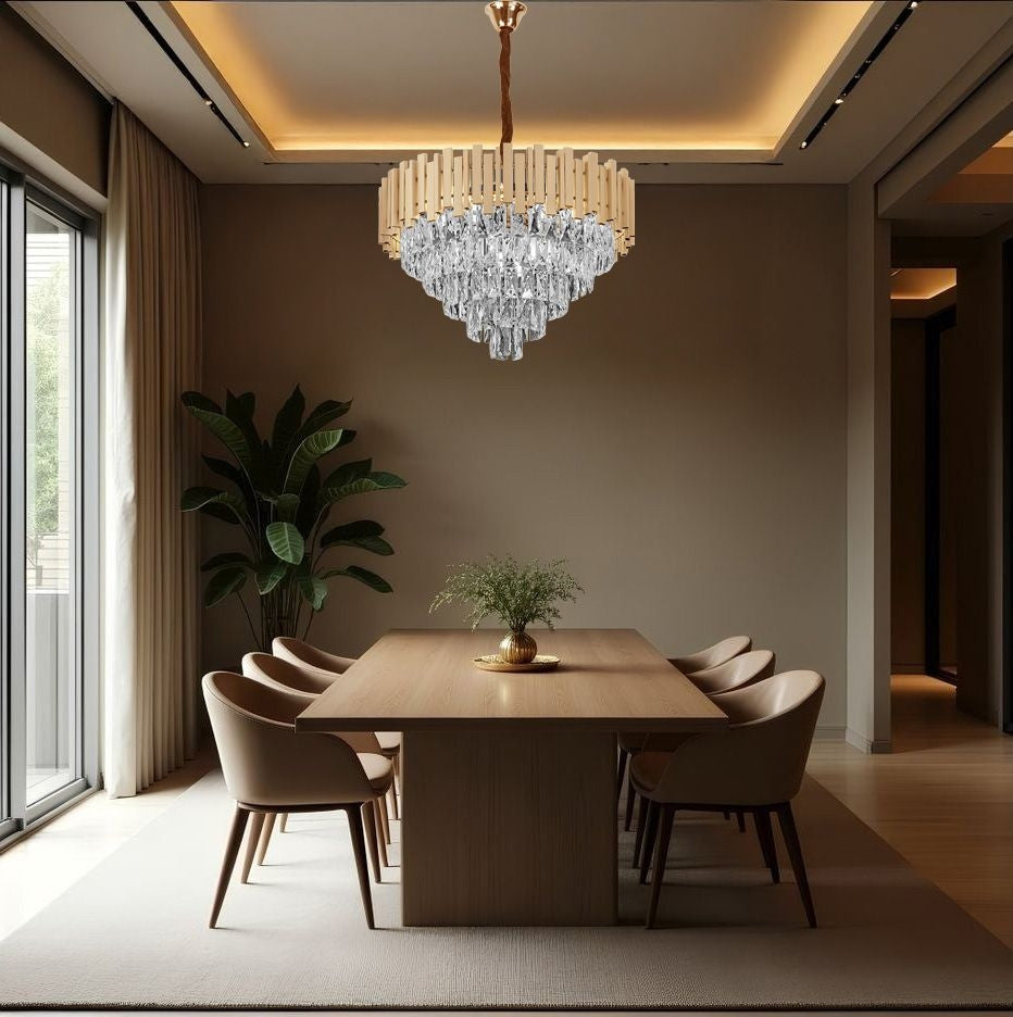 Lampa Wisząca Z Kryształami G052-cp 60cm Złota  3