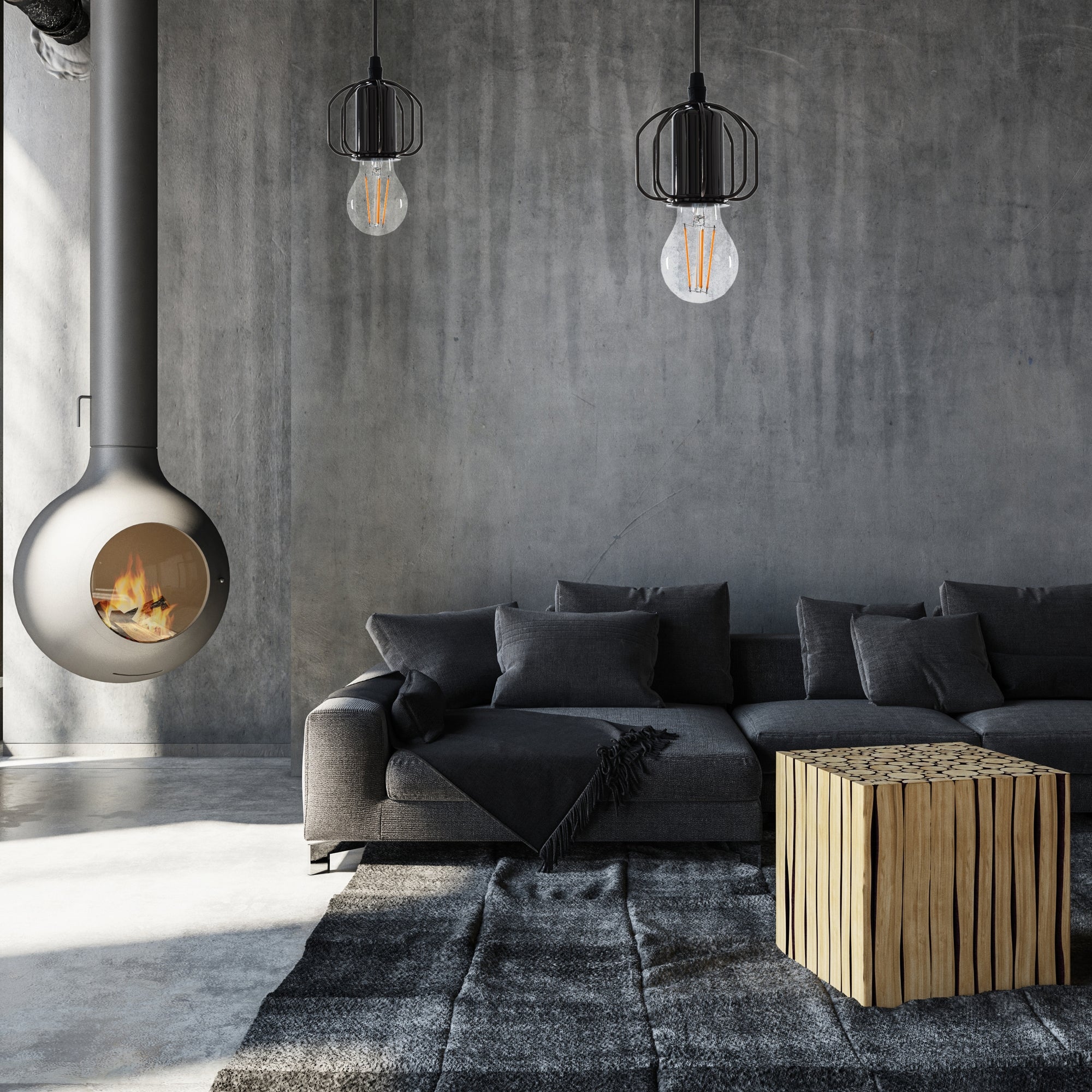 Lampa sufitowa wisząca w stylu loft  APP595-1CP Czarna  6