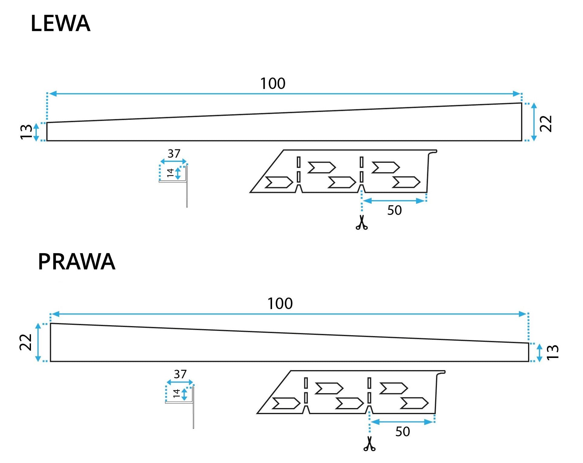 Listwa spadkowa brodzikowa 100cm Złota