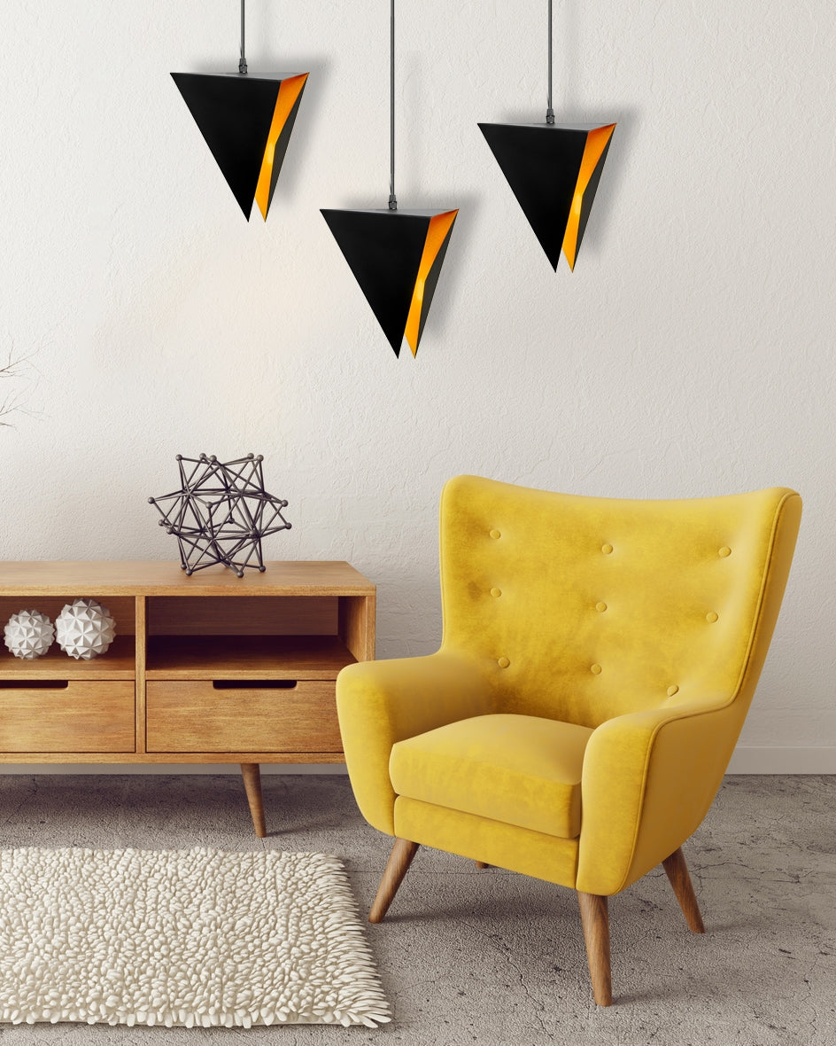 LAMPA TRÓJKĄTNA GEOMETRYCZNA POTRÓJNA APP254-3CP CZARNA  3