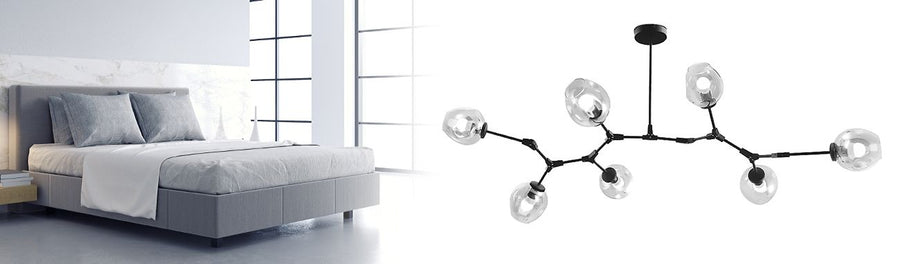 Lampa Wisząca Szklane Kule 7 Ramion APP505-7C Czarna