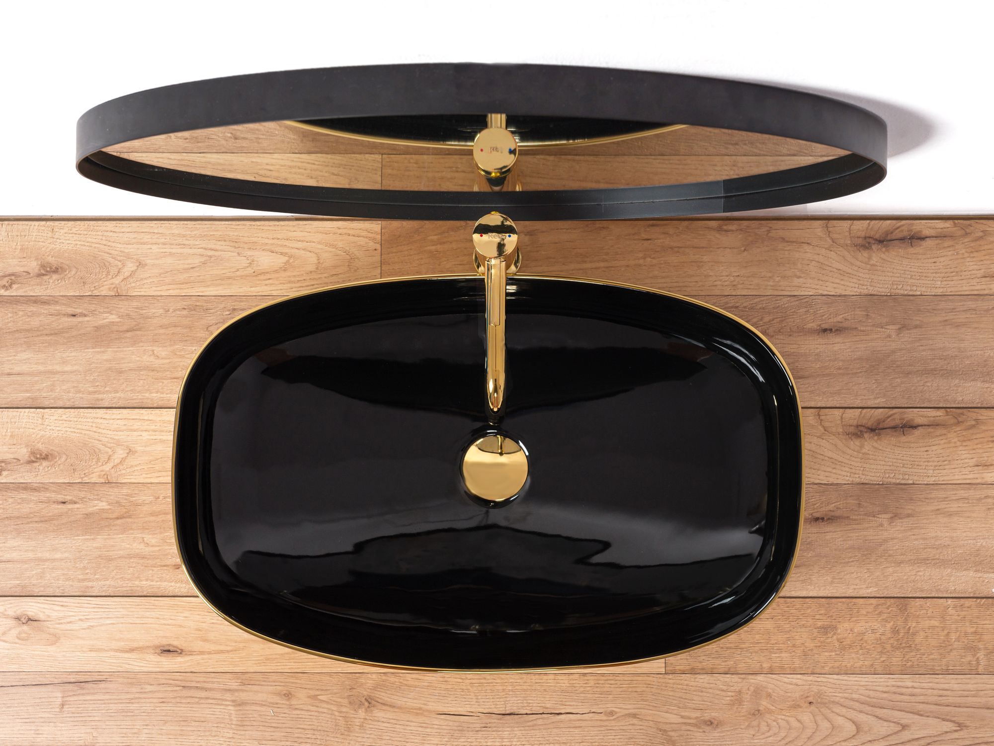 Umywalka Ceramiczna Nablatowa Rich Gold/Black