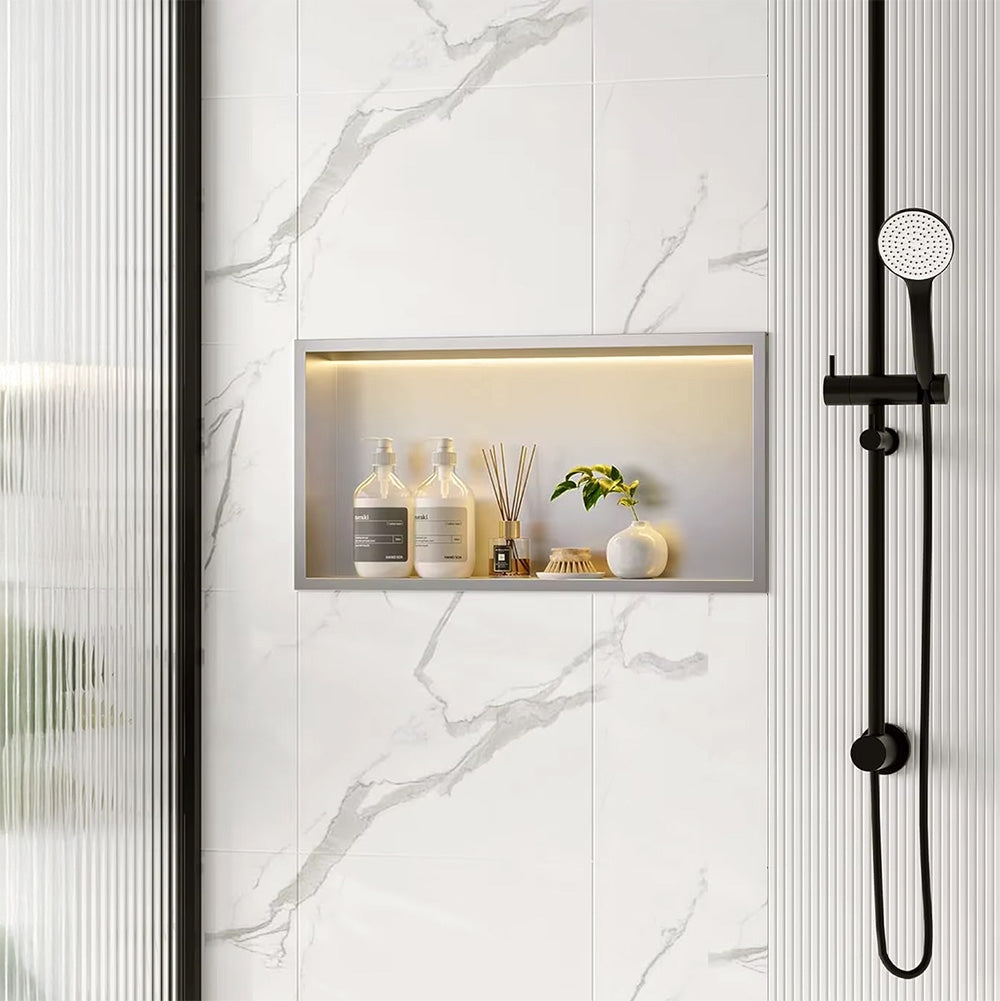 Półka Wnękowa Łazienkowa Led 30x60 Stal Szczotkowana  5