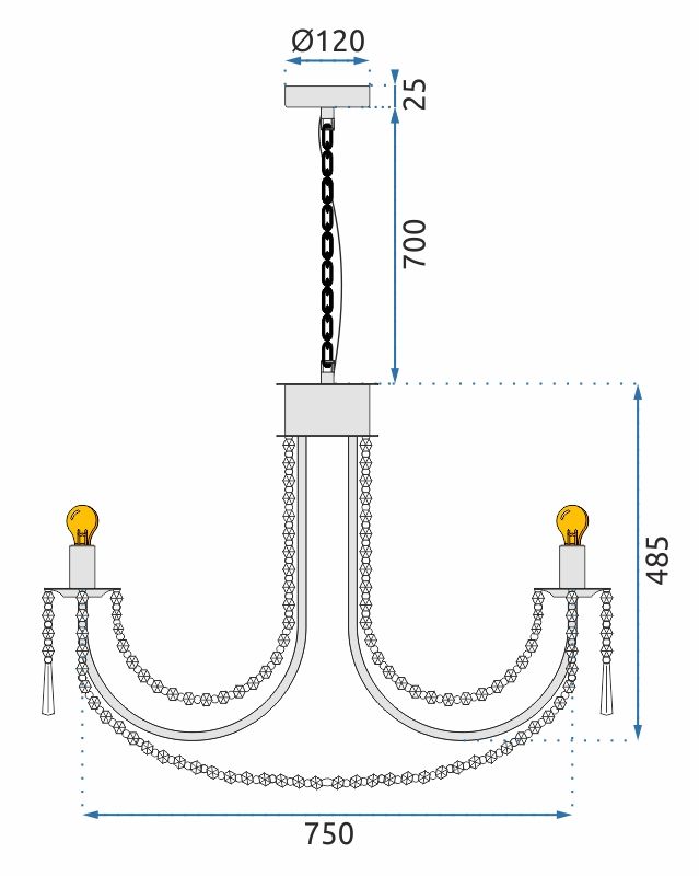 Lampa Kryształowa Żyrandol APP766-8CP Złota