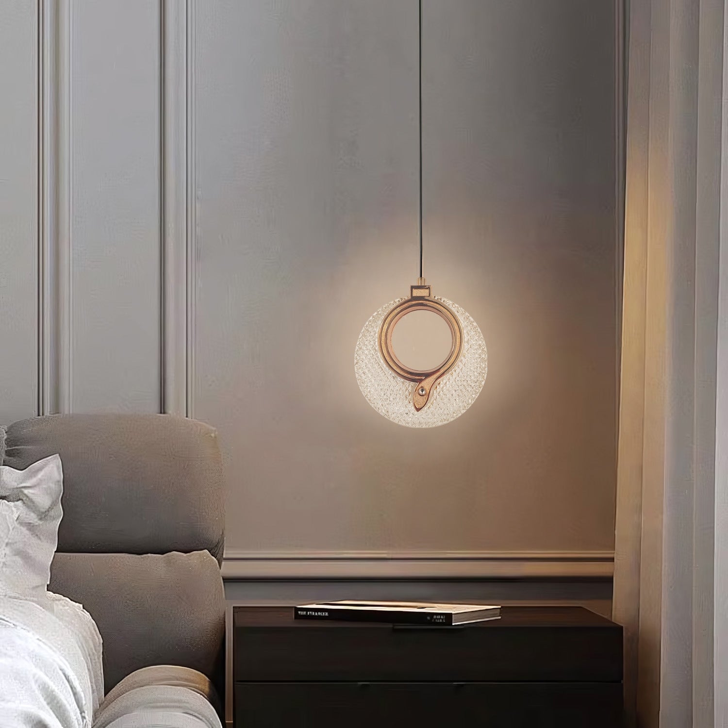 Lampa Wisząca Kryształowa Led Lhj110-1cp Jasne Różowe Złoto  3