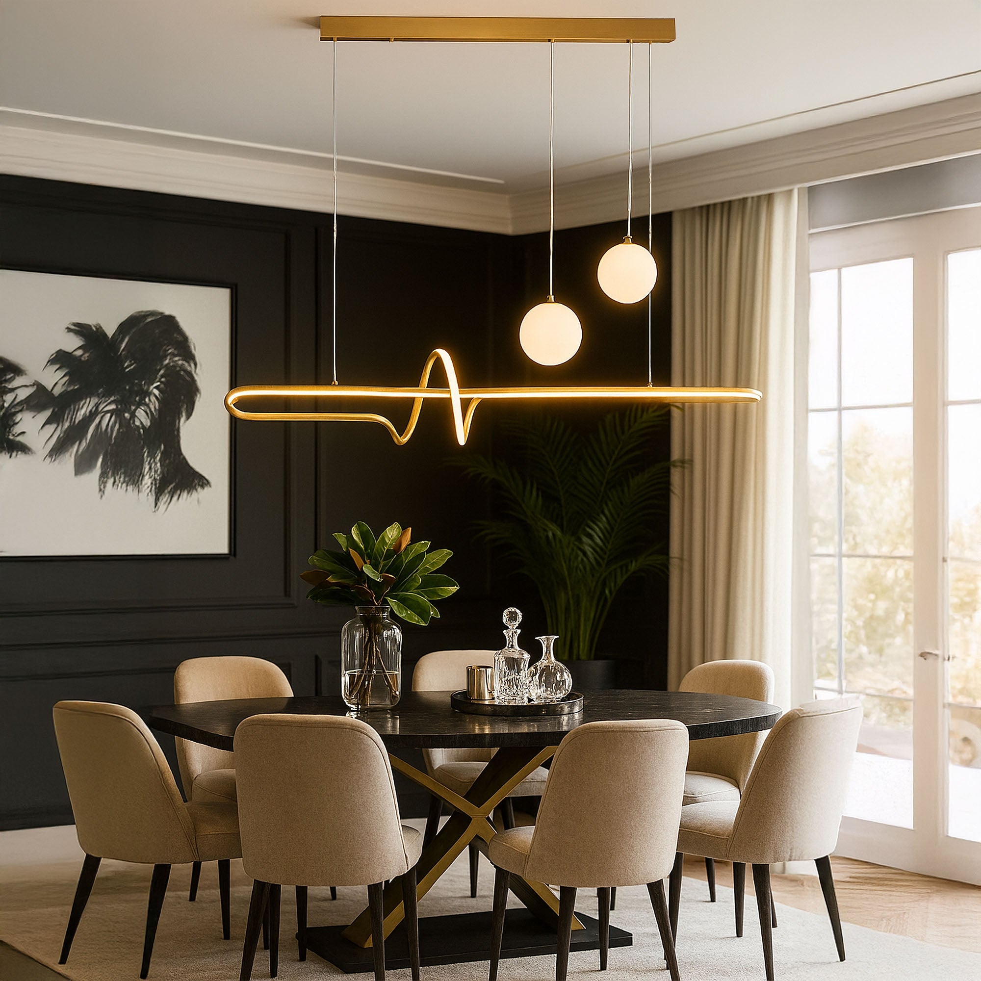 Lampa Sufitowa Wisząca Led Lhj039-cp Złota Szczotkowana  2