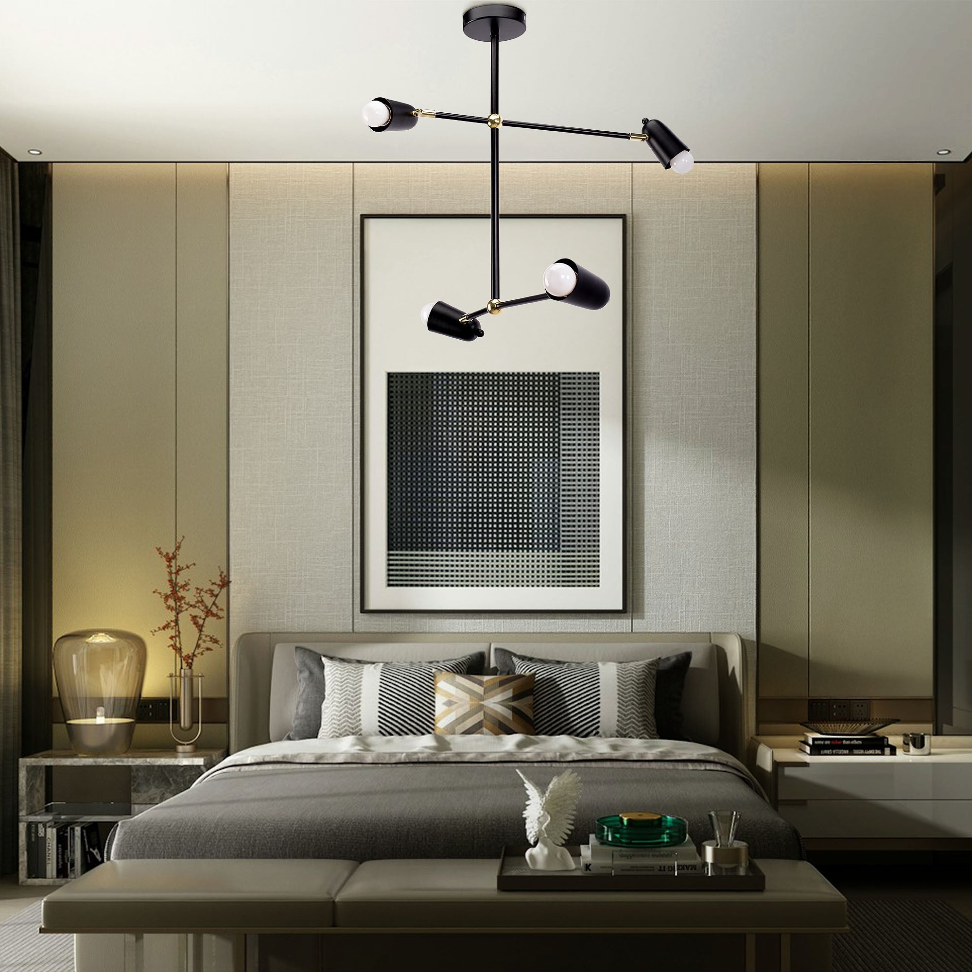 Lampa Wisząca 4-ramienna APP1708-4CP Czarna + Złoto  4