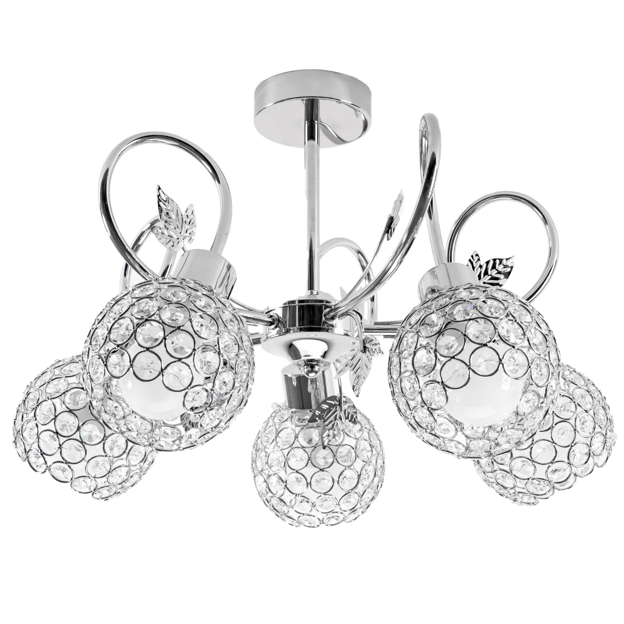 Lampa Kryształowa Żyrandol z Metalowymi Liśćmi APP636-5C