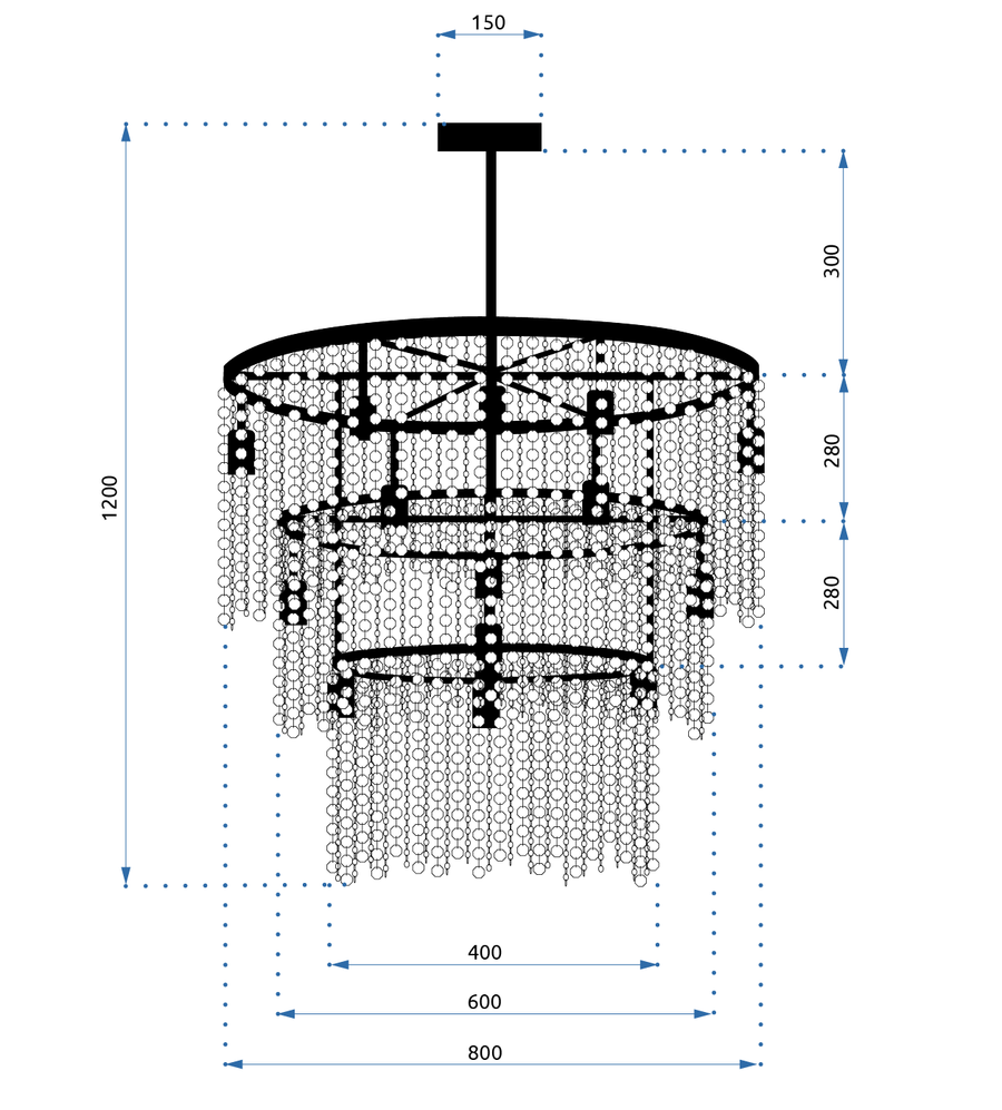 Lampa kryształowa wisząca APP1314-CP Czarna
