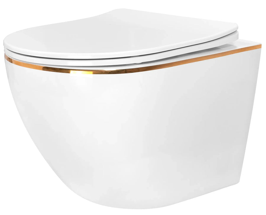 Misa WC podwieszana Rea Carlo Mini Rimless Flat Tornado GOLD EDGE  1