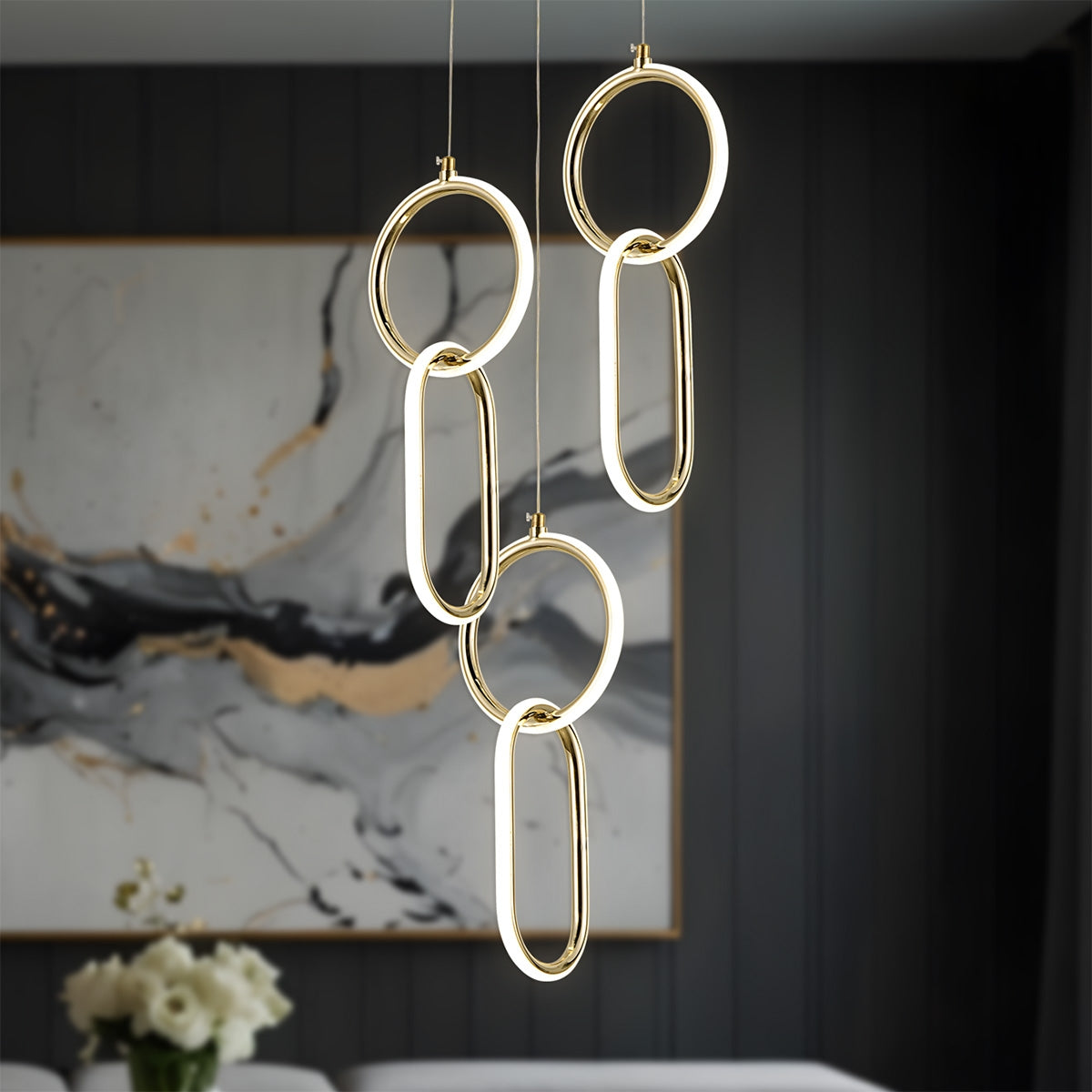 Lampa Wisząca Led G077-3cpr Złota  2