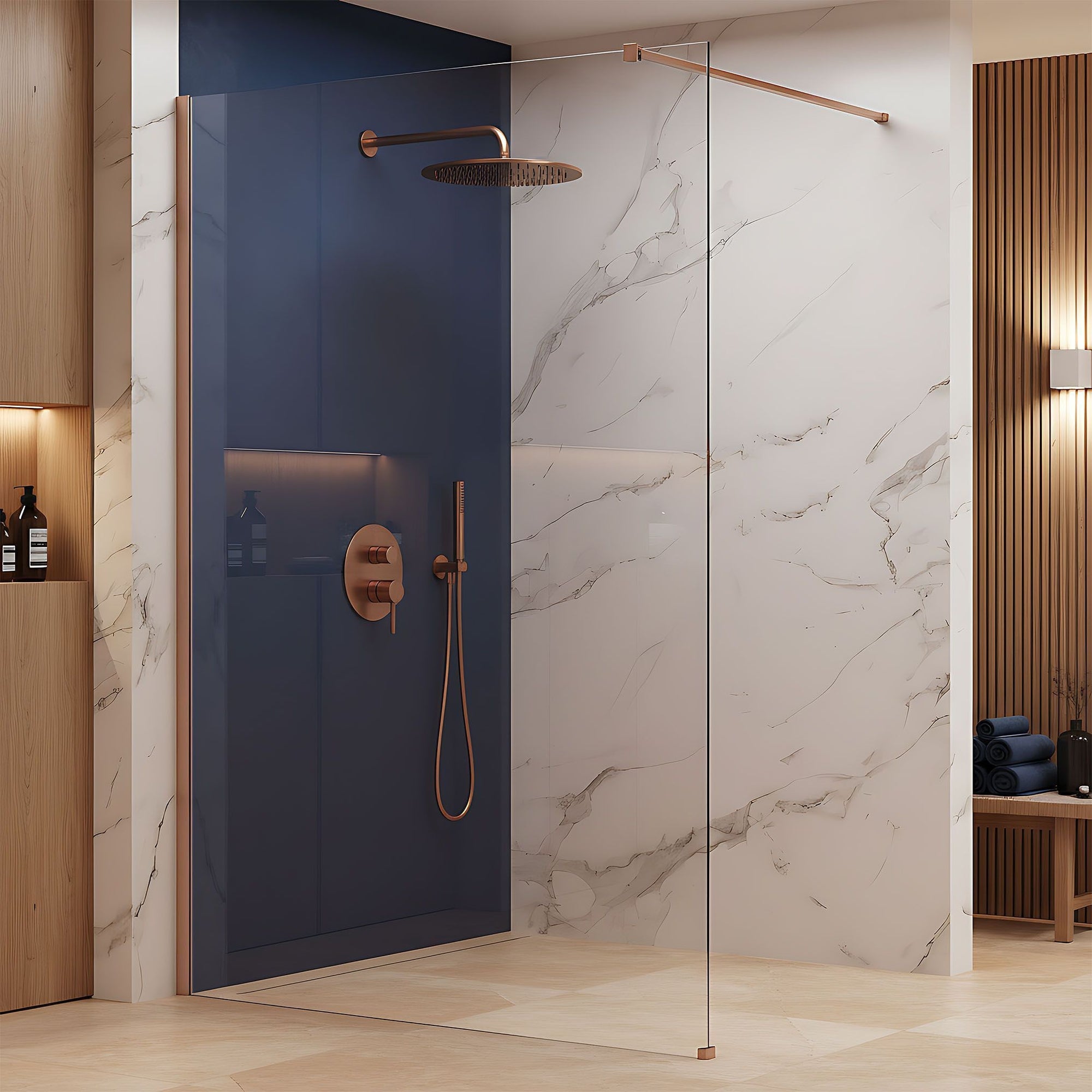 Kabina prysznicowa Walk-In Rea Flexi Transparent / Brush Copper 110  6