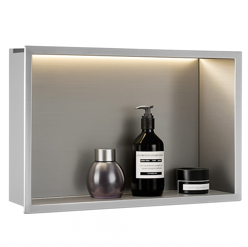 Półka Wnękowa Łazienkowa Led 30x45 Stal Szczotkowana  4