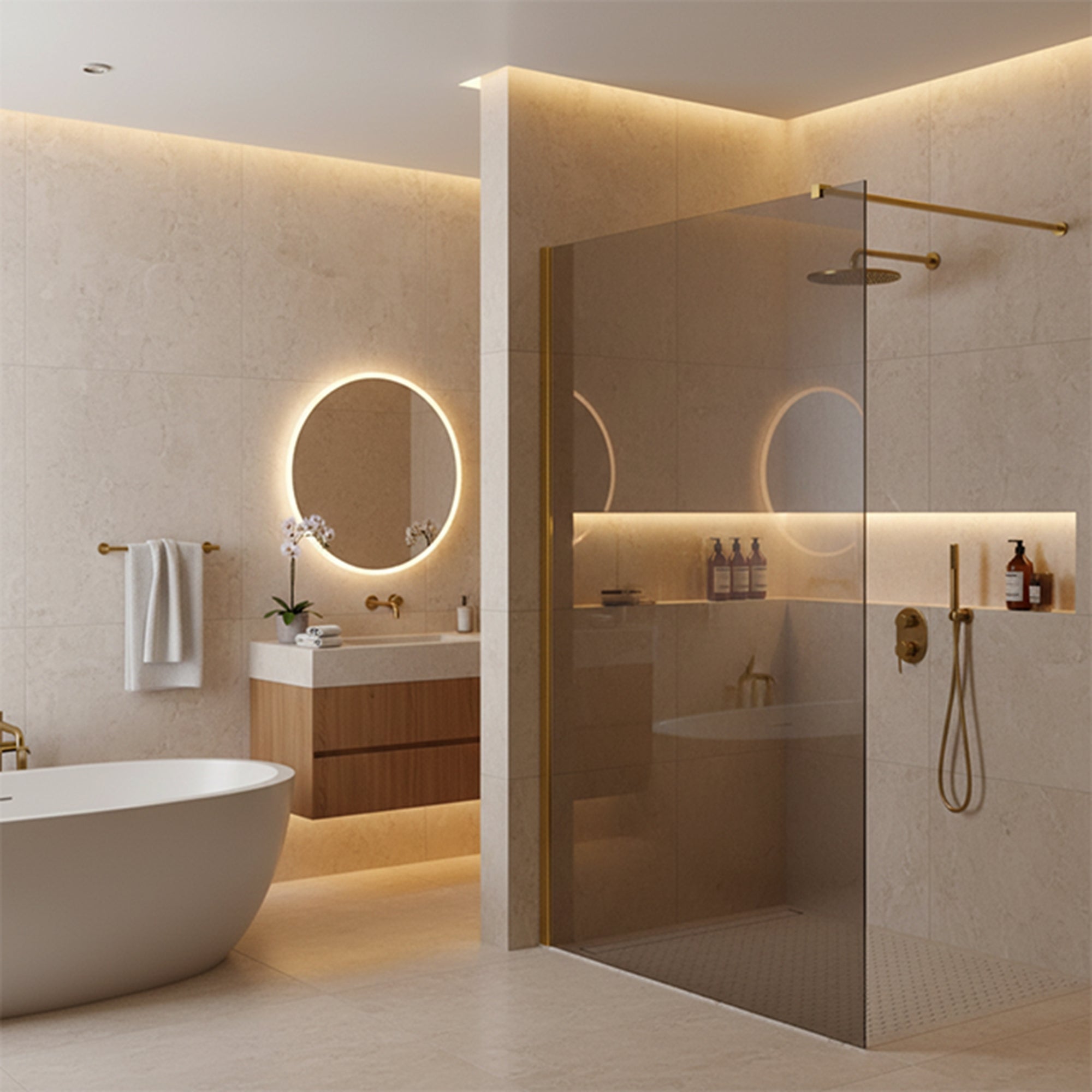 Kabina prysznicowa Walk-In Rea Flexi Grey / Gold 90  5