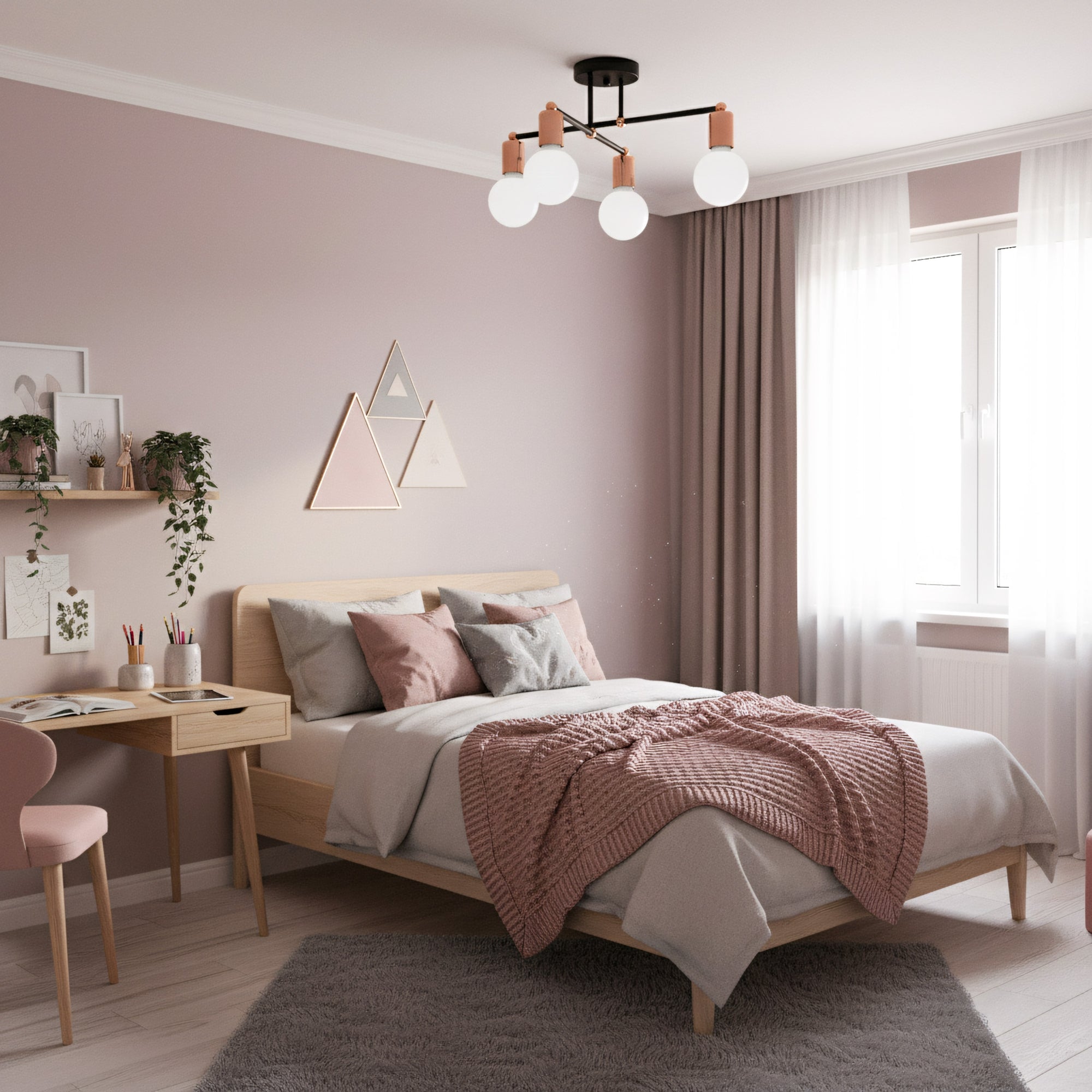 Lampa Sufitowa Wisząca Poczwórna  392200 Różowe Złoto  5