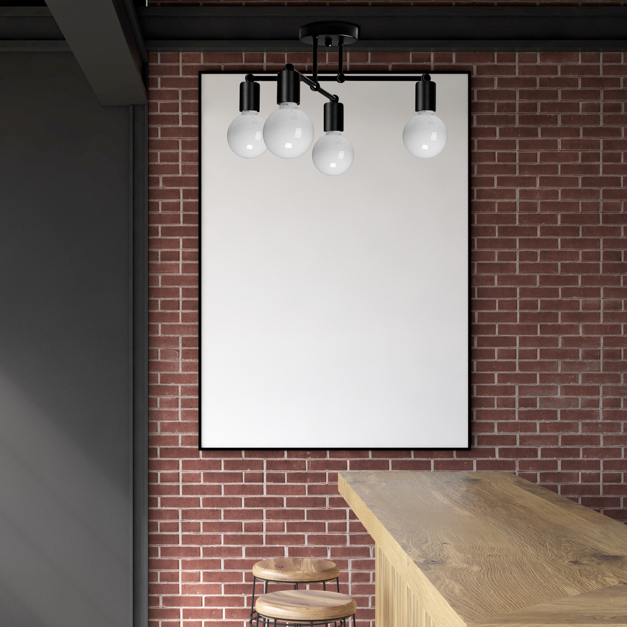 Lampa Sufitowa Wisząca Poczwórna 392200 Czarny Mat