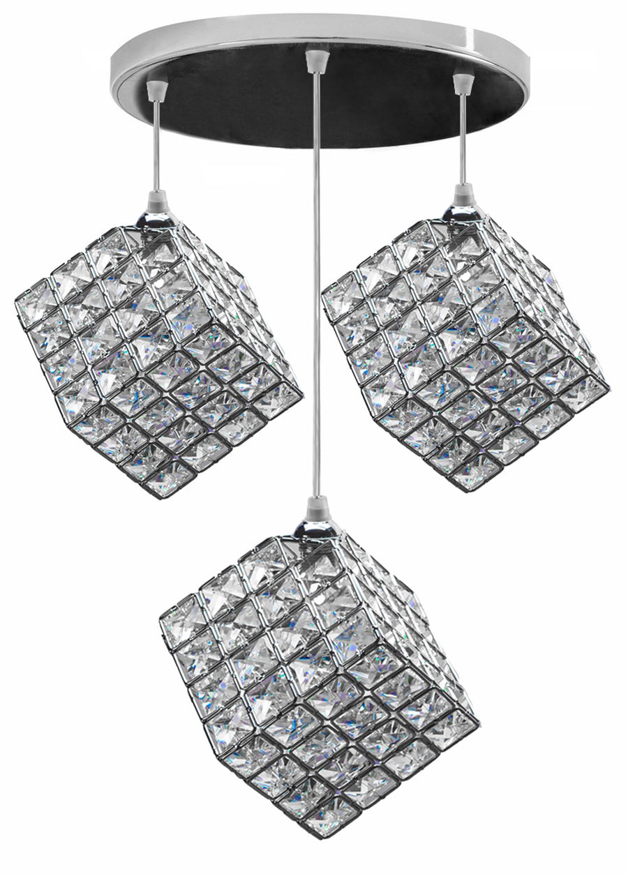 LAMPA WISZĄCA GLAMOUR KOSTKA APP722-3PR CHROM