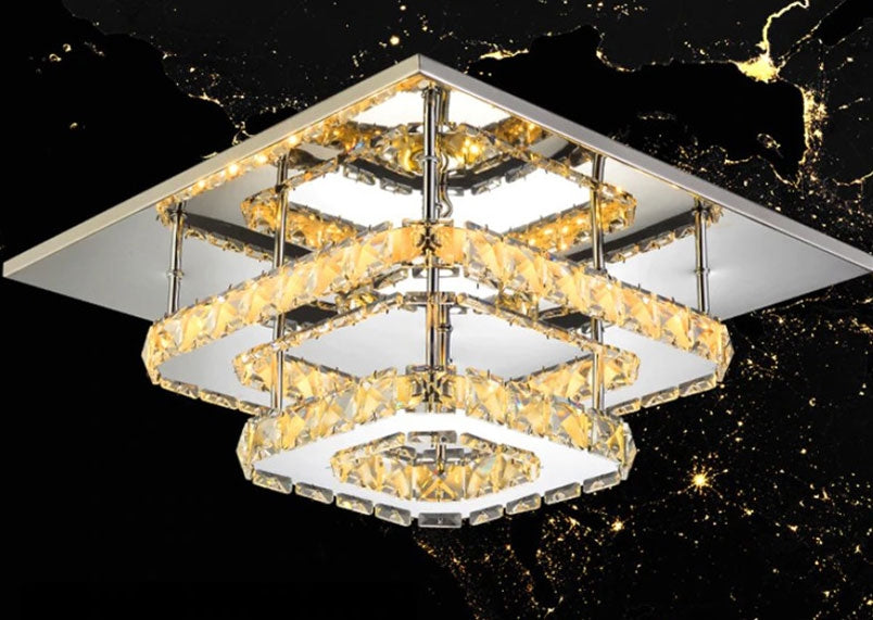 Lampa Sufitowa Kryształowa Plafon LED 24W Kwadratowa APP409-C APP410-C  2