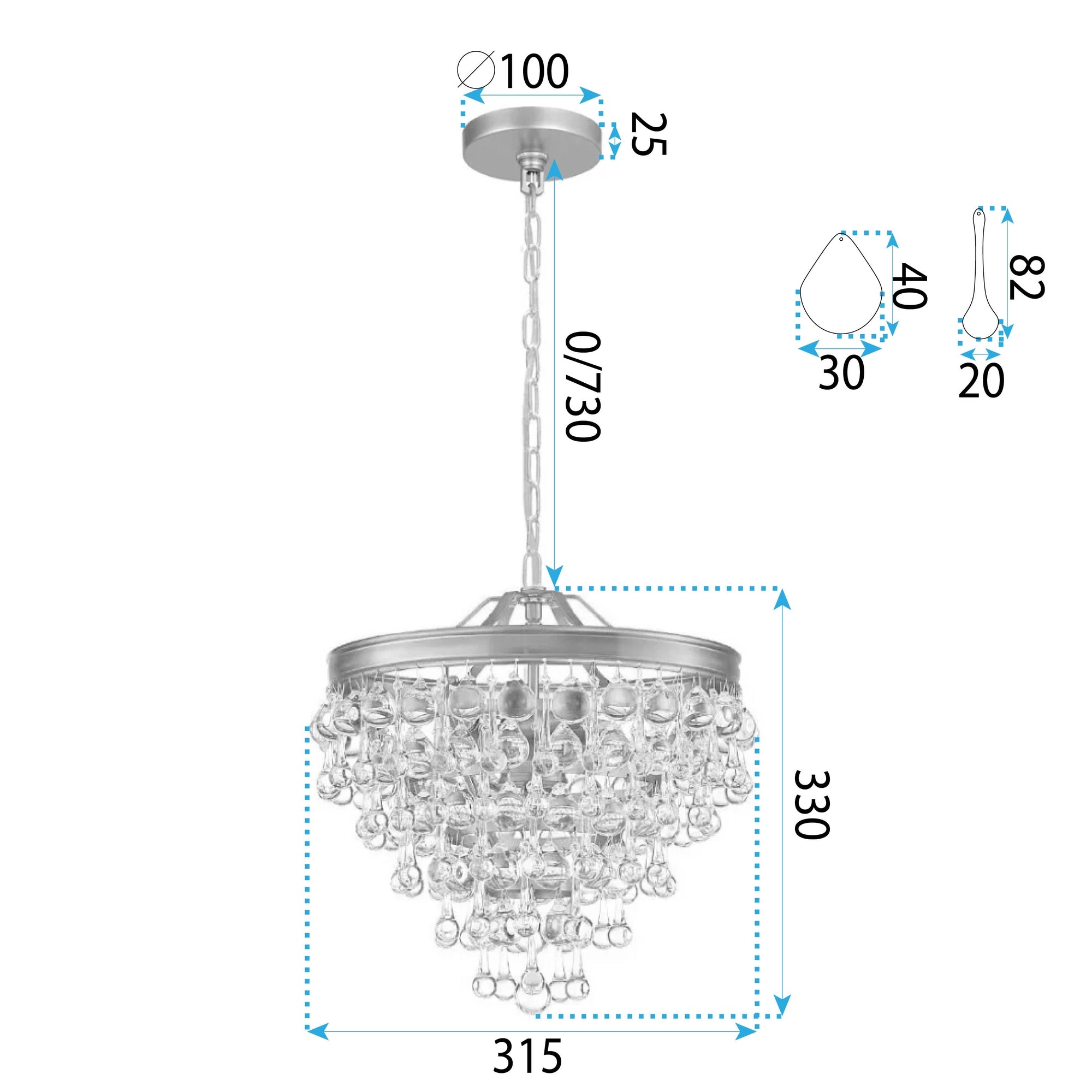 Lampa kryształowa wisząca APP1621-3CP Gold  7