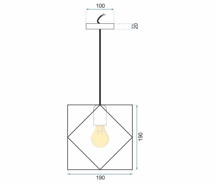 LAMPA WISZĄCA SUFITOWA GEOMETRYCZNA APP287-1CP CZARNA