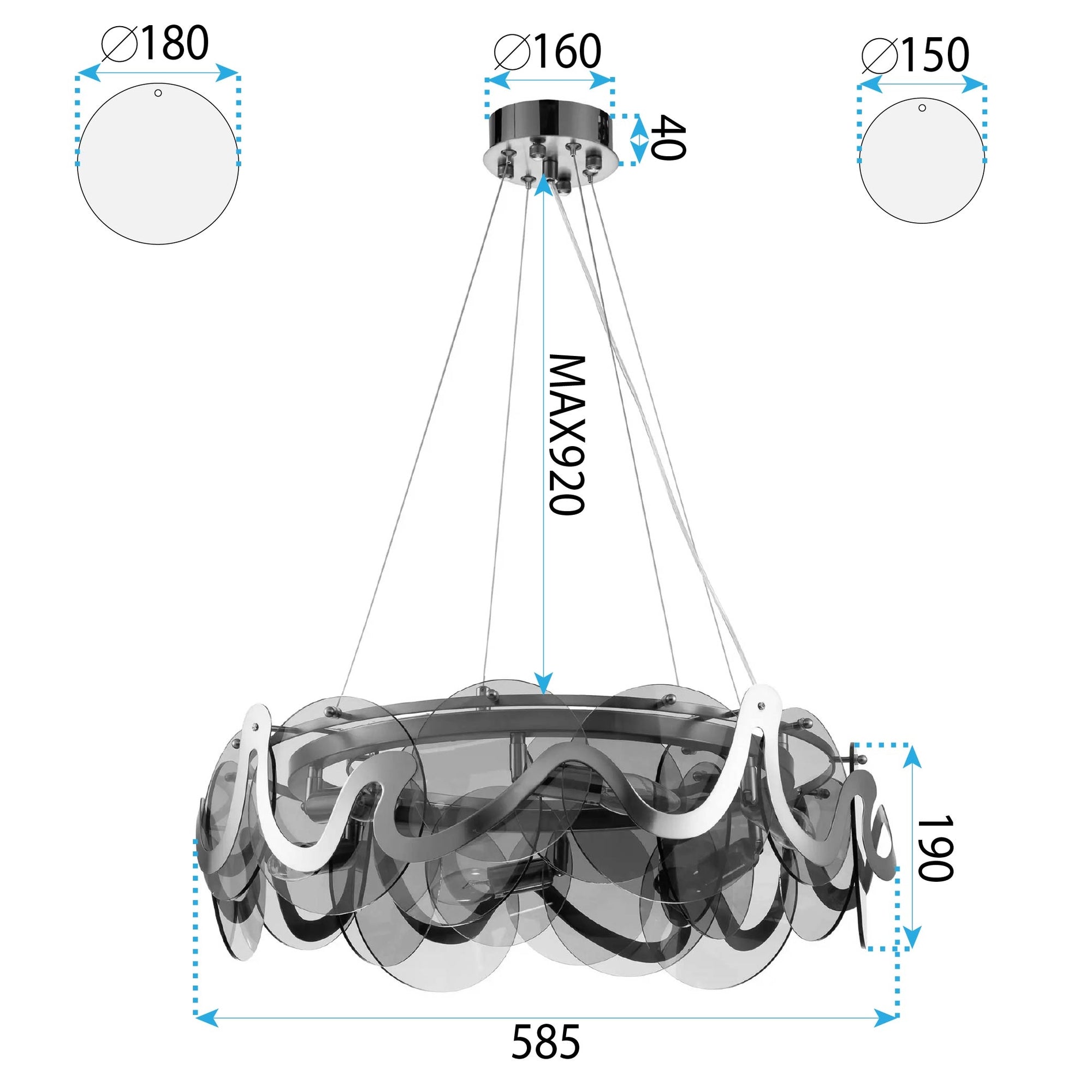 Lampa sufitowa wisząca APP1545-8CP Złota Szczotkowana  9