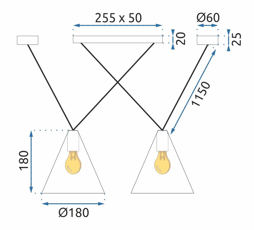 Lampa sufitowa wisząca w stylu loft APP548-2CP Czarna