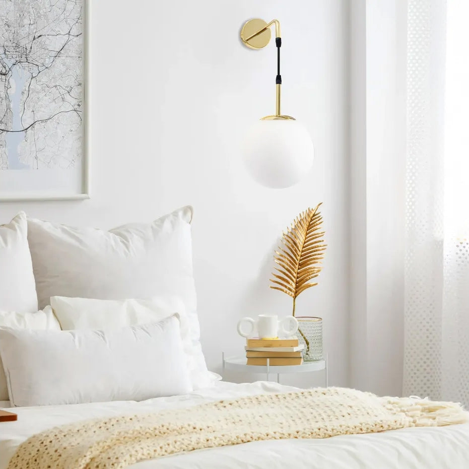 Lampa Ścienna Kinkiet Szklana Kula APP653-1W Złota  4