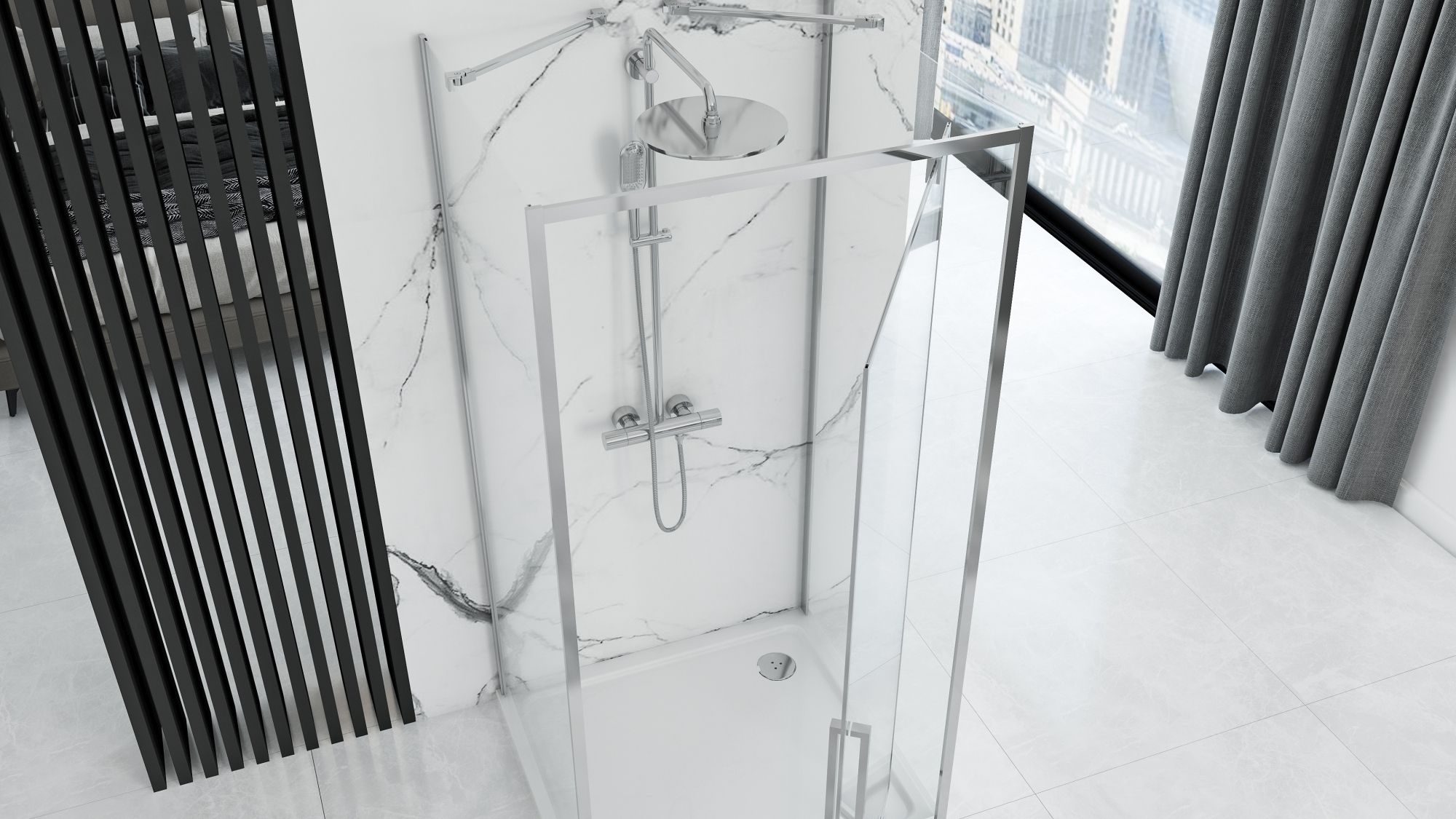Kabina Prysznicowa Przyścienna Rea Rapid Swing Chrom 90x100