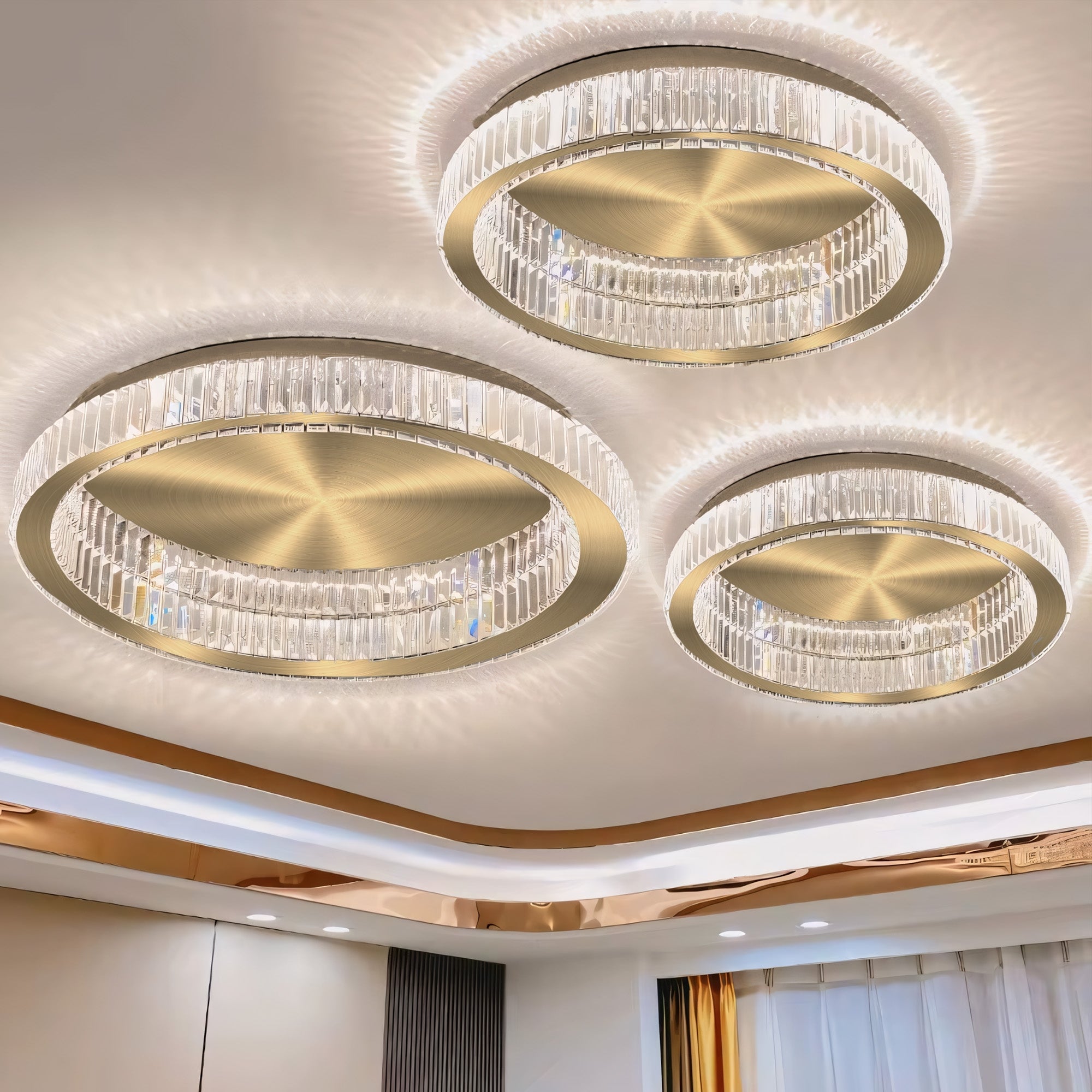 Lampa Kryształowa Plafon App1724-c 60cm Złota Szczotkowana  6