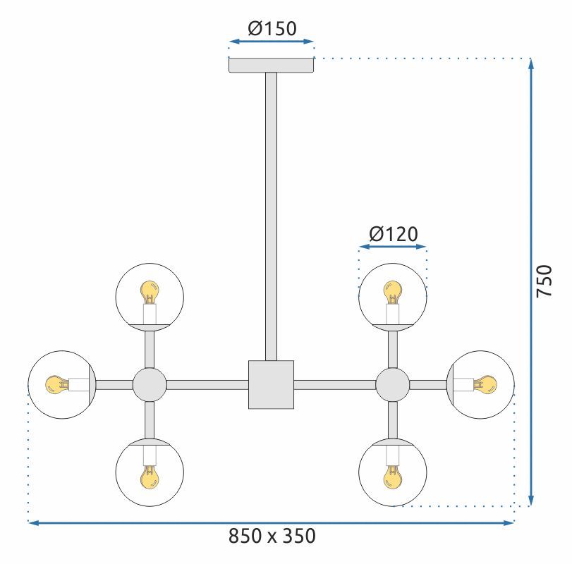 Lampa wisząca sufitowa 8 kule APP269-8C
