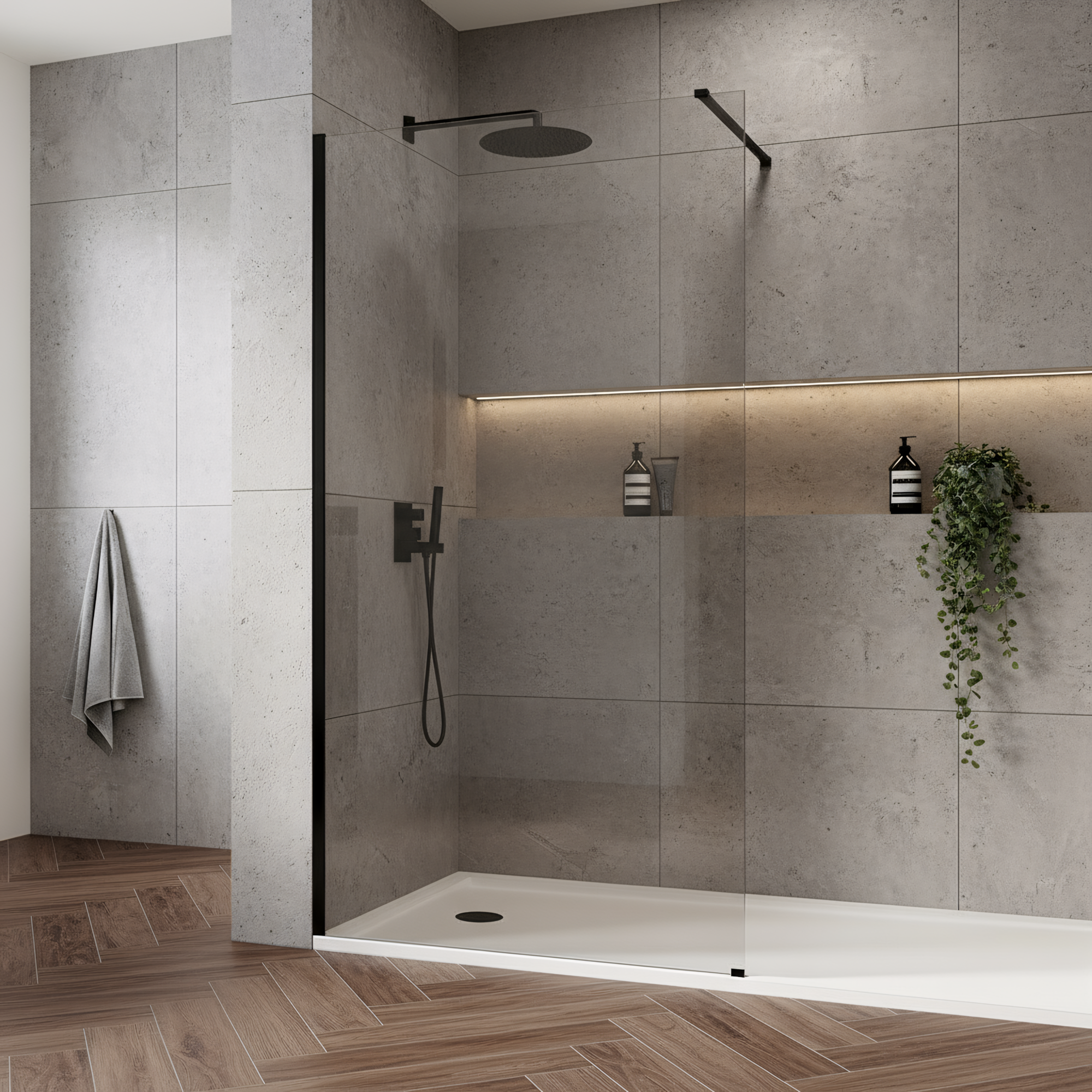 Kabina Prysznicowa Walk-in Rea Flexi Transparent / Black 100  3