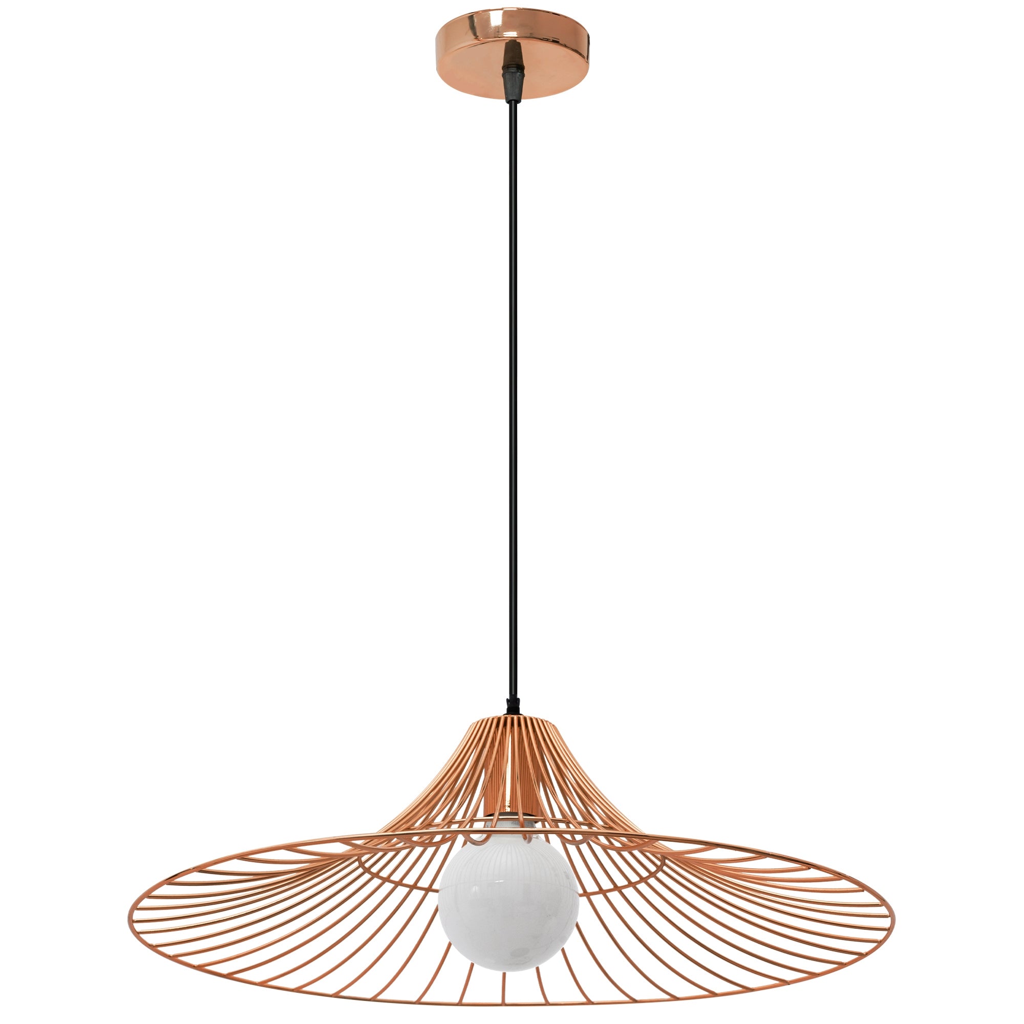 Lampa Sufitowa Wisząca Płaska Okrągła Loft  APP483-1CP Różowe Złoto  2