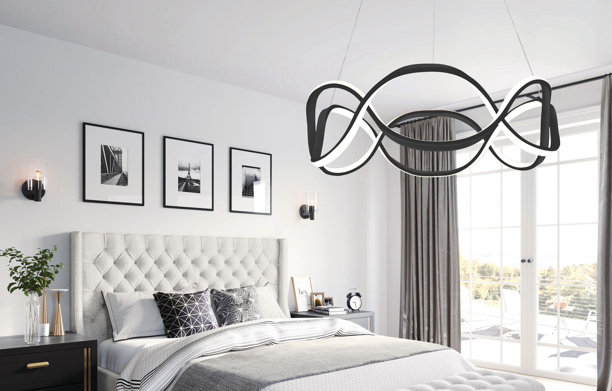 Lampa sufitowa nowoczesna LED + PILOT APP799-CP Twist Czarna