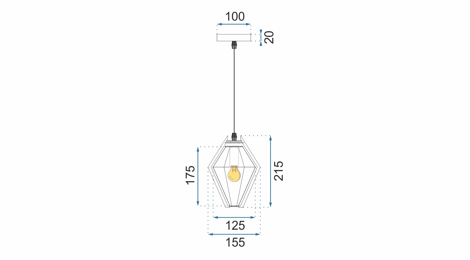 Lampa Sufitowa Wisząca Diament APP450-1CP Koralowa