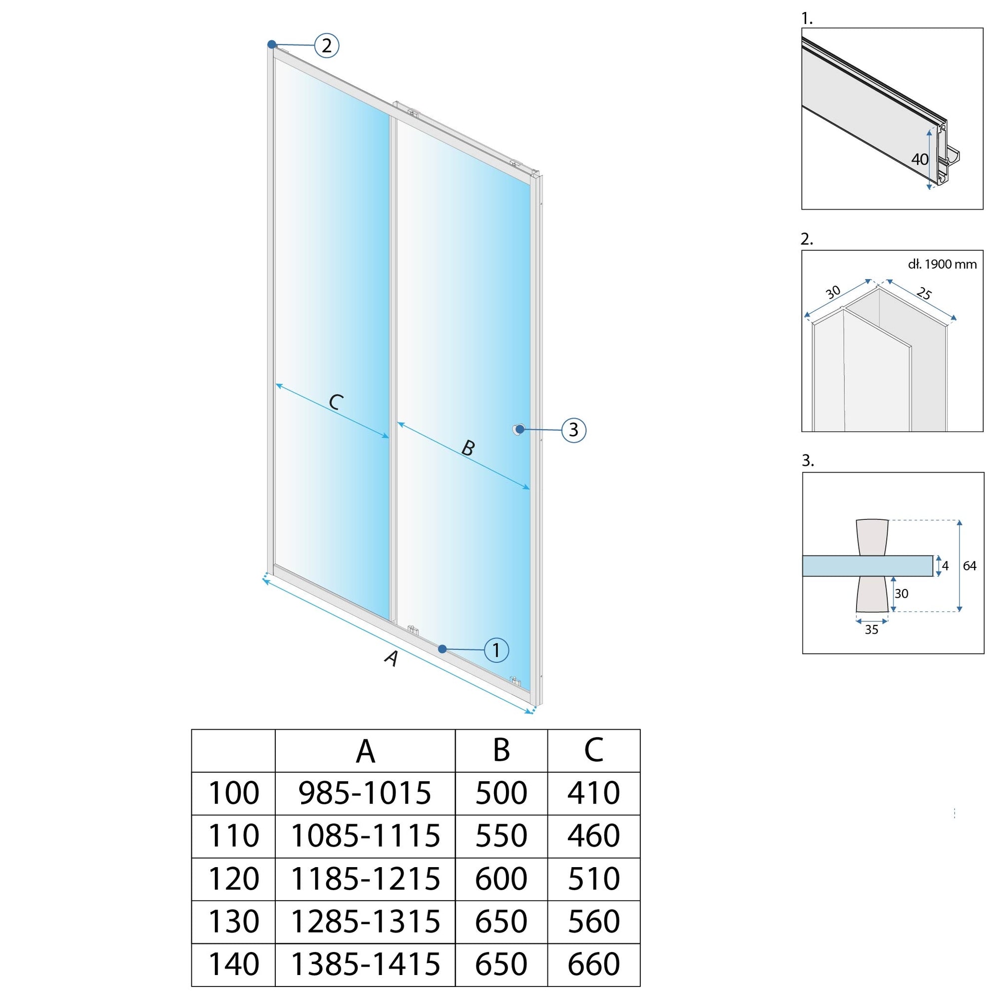 Drzwi Prysznicowe Rea Primo Slide 140 Chrom  8