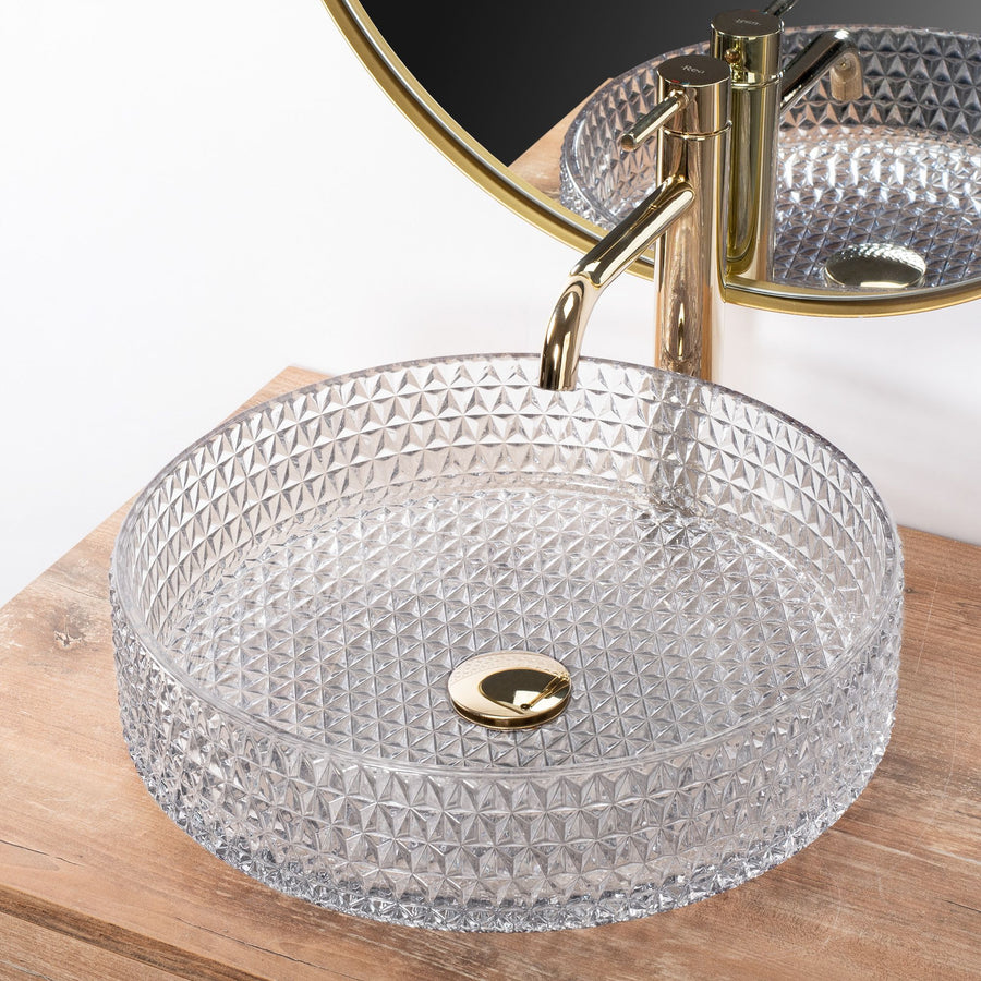 Umywalka nablatowa Rea Cristal Transparent 39