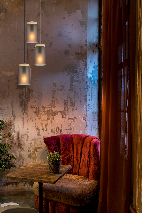 Lampa Sufitowa Wisząca APP1811-3CPR Frosted Grey  7