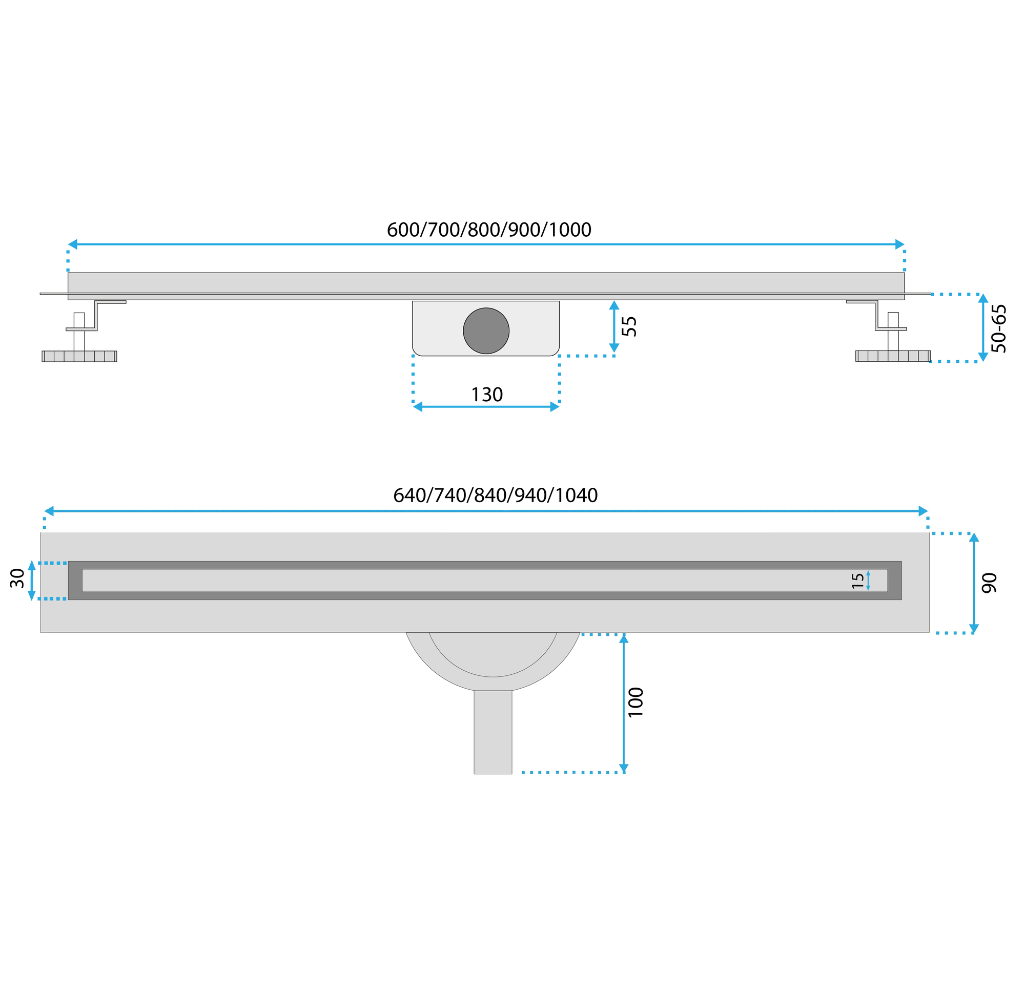 Odpływ Liniowy REA NEOX SLIM PRO Miedź Szczotkowana 80  9