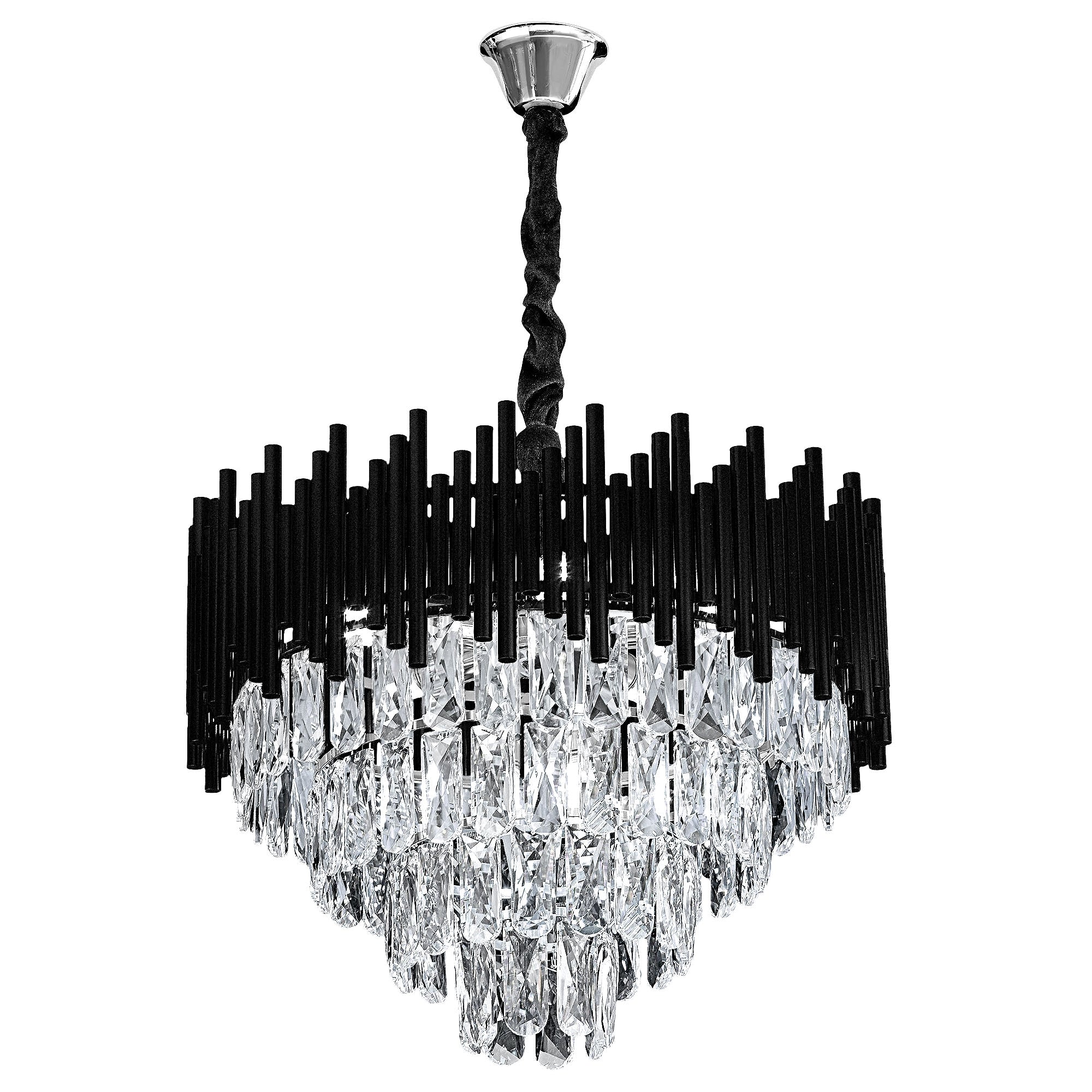 Lampa Wisząca z Kryształami G063-CP 50cm Czarna  1